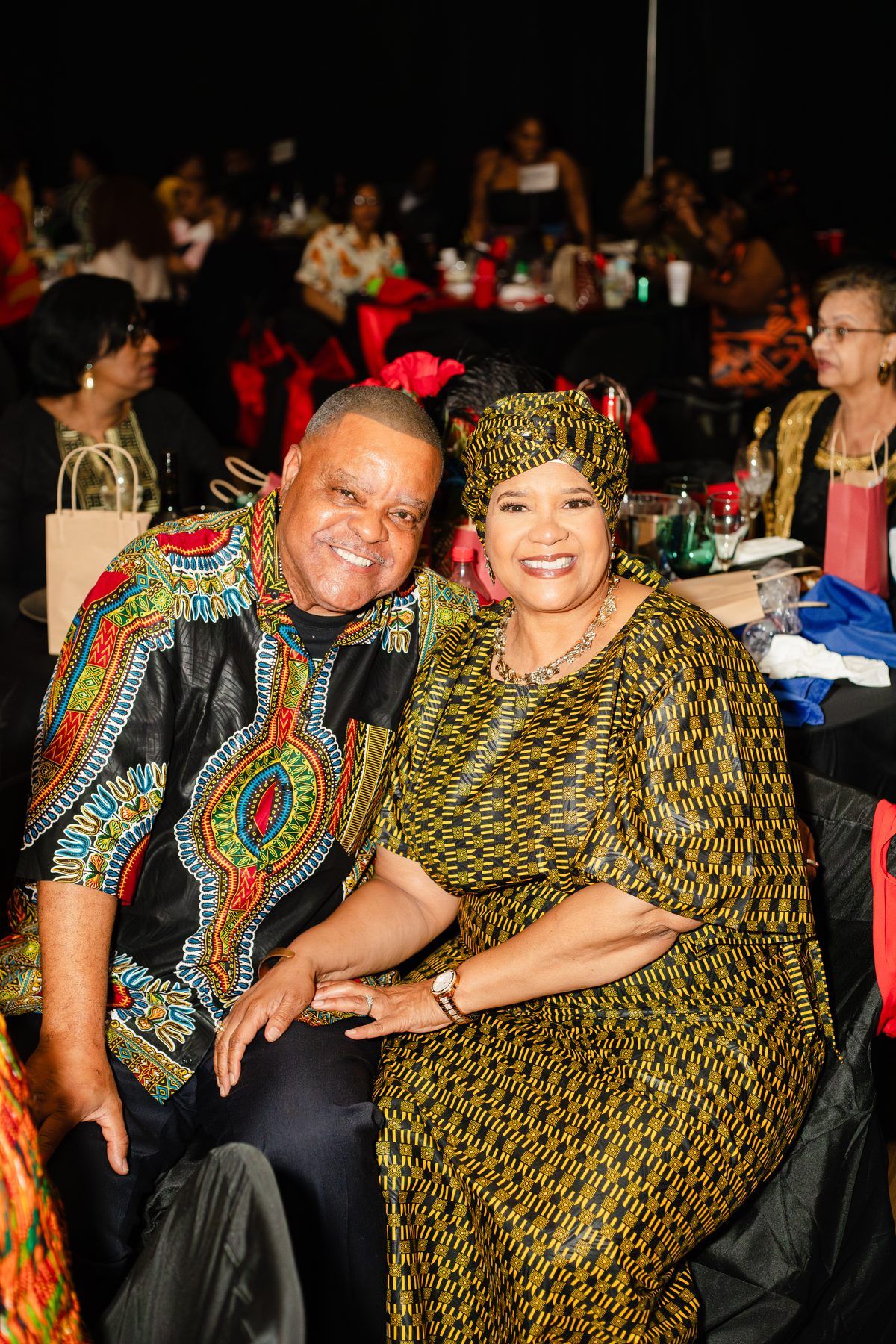 A couple in matching African print