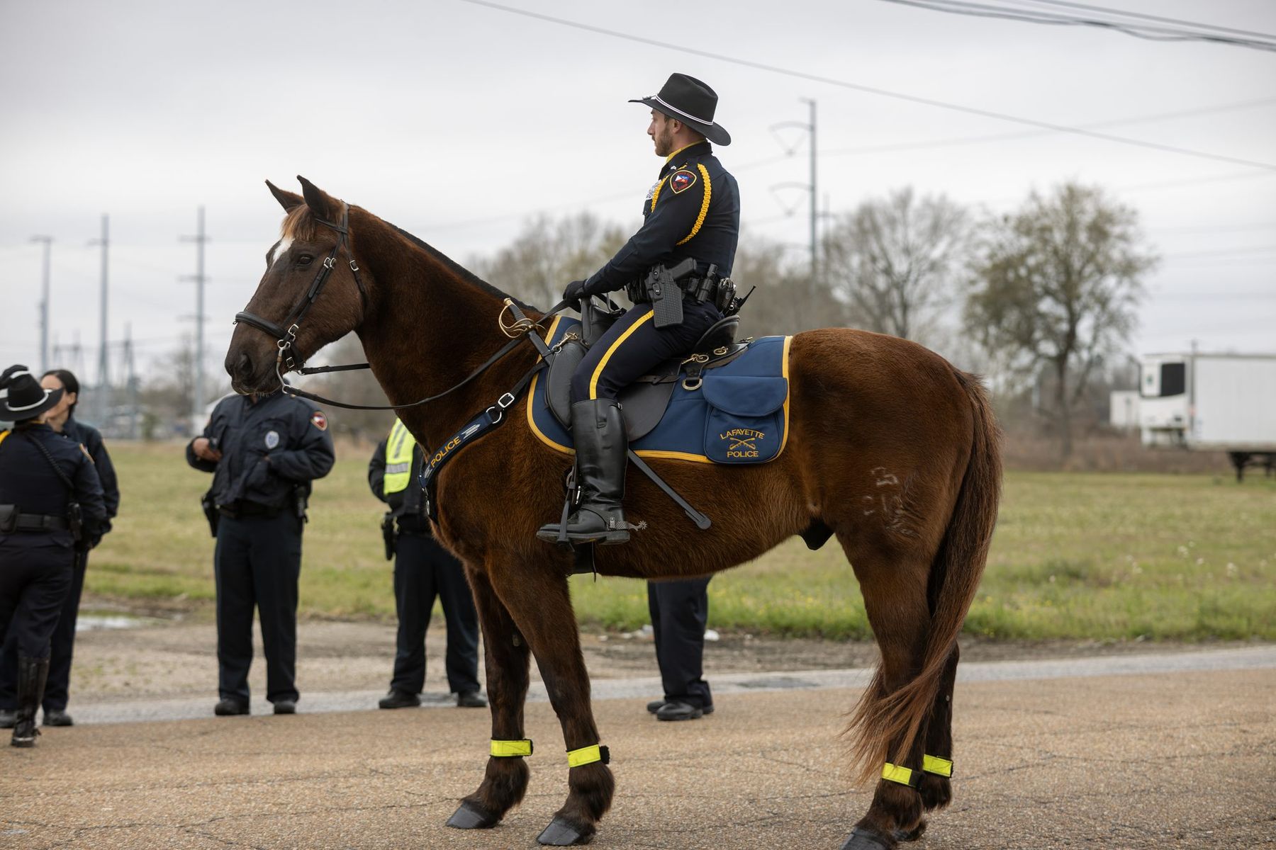 A mounted officer on the route